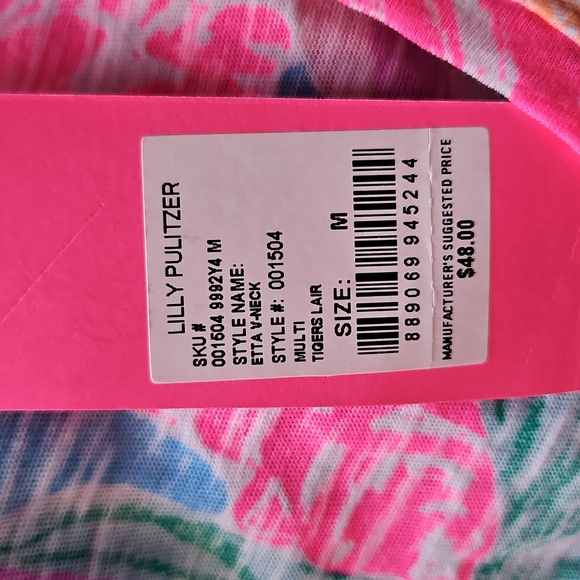 Lilly Pulitzer Fitted Pink and Green Short Sleeve Tee - Picture 6 of 7